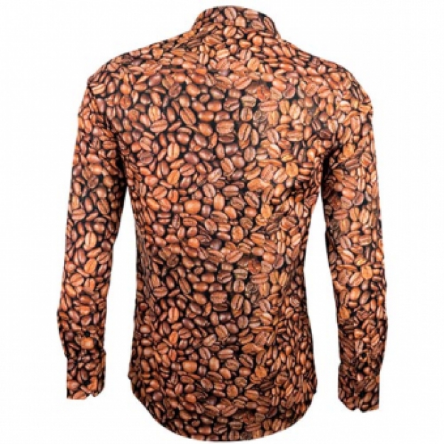 print overhemd koffie bonen